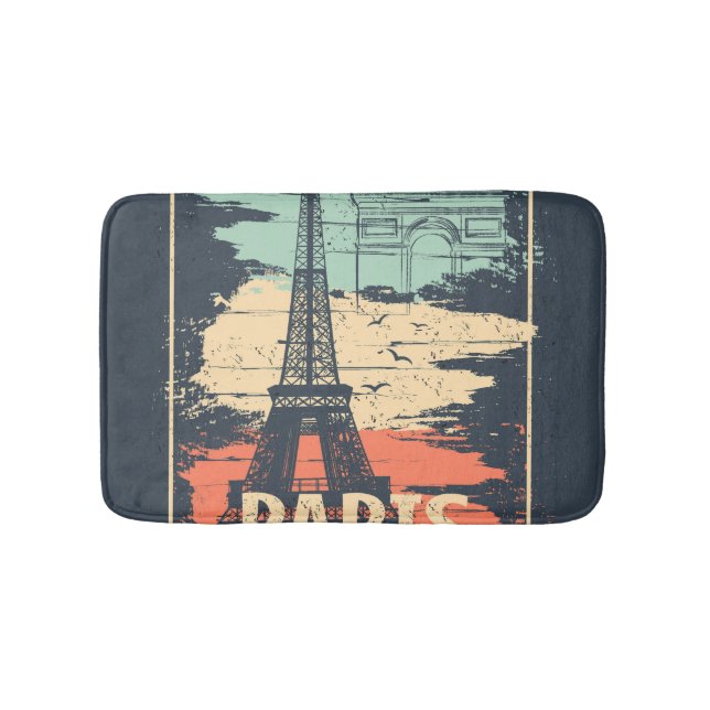 Paris typography: abstract Eiffel poster. Bath Mat (Front)