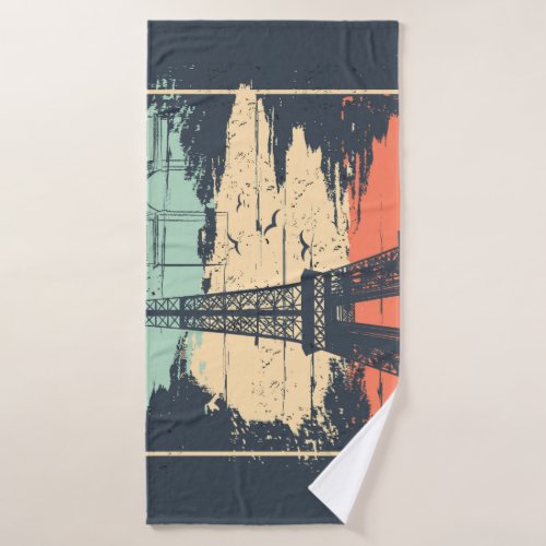Paris typography abstract Eiffel poster Bath Towel