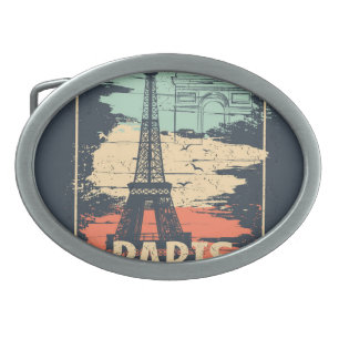 Paris typography: abstract Eiffel poster. Belt Buckle