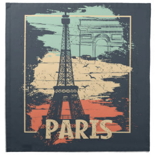 Paris typography: abstract Eiffel poster. Cloth Napkin