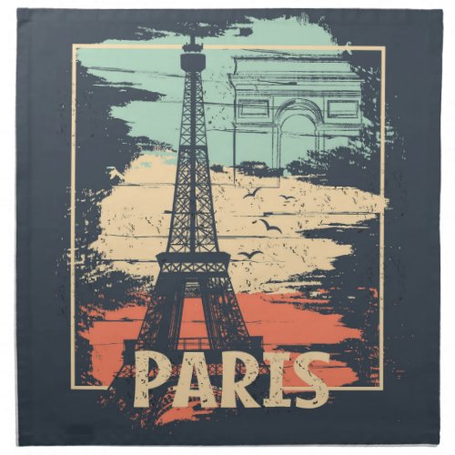 Paris typography abstract Eiffel poster Cloth Napkin