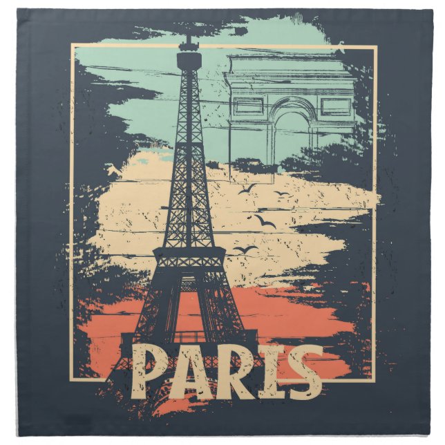 Paris typography: abstract Eiffel poster. Cloth Napkin (Front)