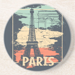 Paris typography: abstract Eiffel poster. Coaster