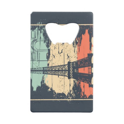 Paris typography abstract Eiffel poster Credit Card Bottle Opener