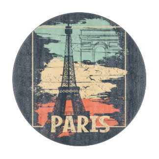 Paris typography: abstract Eiffel poster. Cutting Board