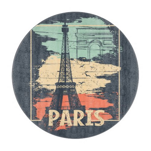 Paris typography abstract Eiffel poster Cutting Board