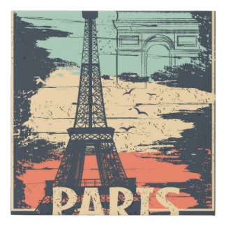 Paris typography: abstract Eiffel poster. Faux Canvas Print