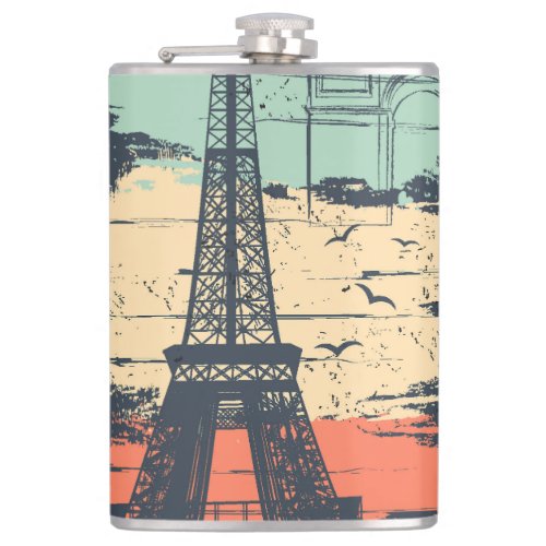 Paris typography abstract Eiffel poster Flask