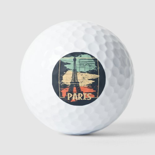 Paris typography abstract Eiffel poster Golf Balls