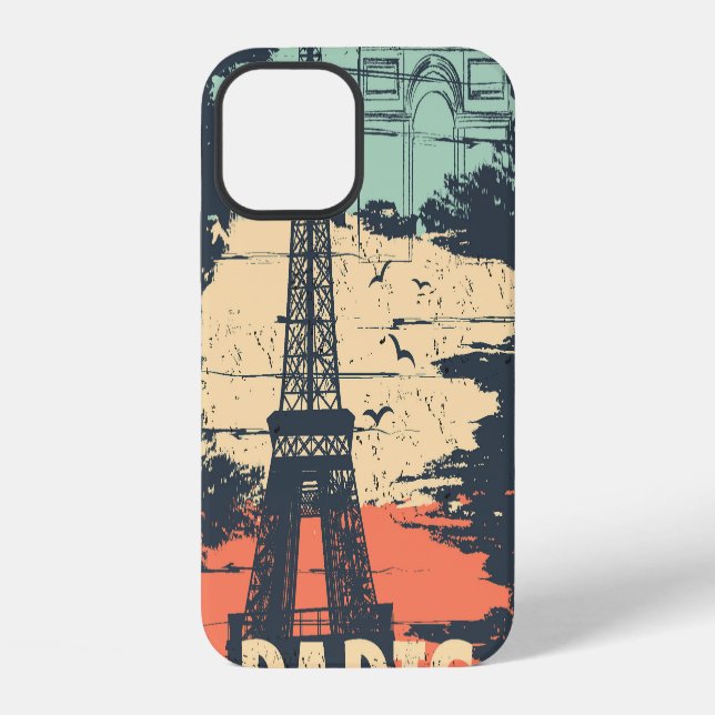 Paris typography: abstract Eiffel poster. Iphone Case (Back)