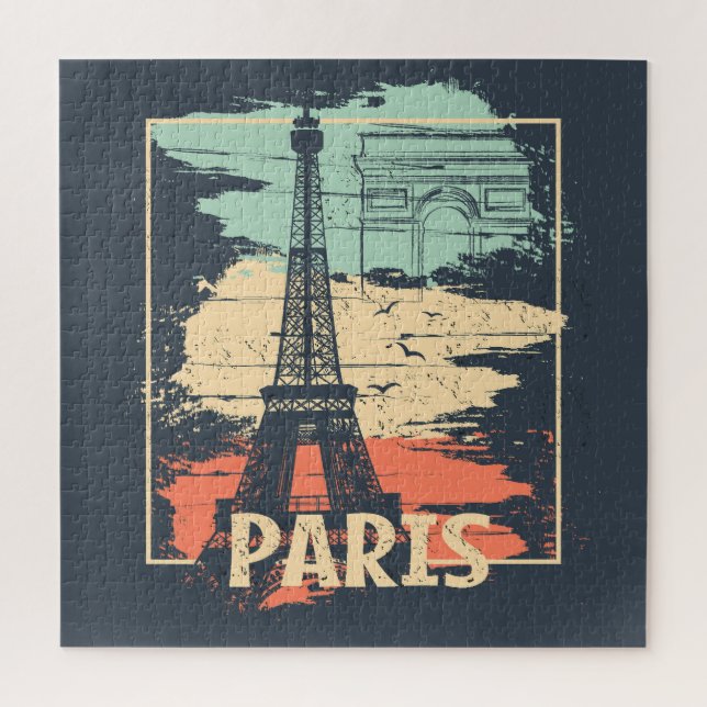 Paris typography: abstract Eiffel poster. Jigsaw Puzzle (Vertical)