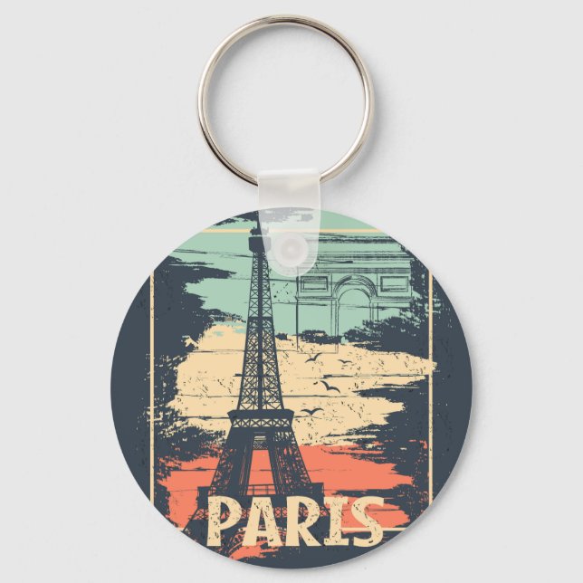 Paris typography: abstract Eiffel poster. Keychain (Front)