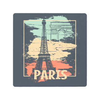 Paris typography: abstract Eiffel poster. Metal Print