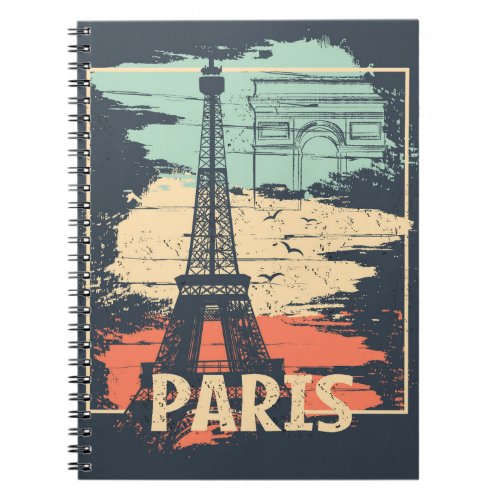 Paris typography abstract Eiffel poster Notebook