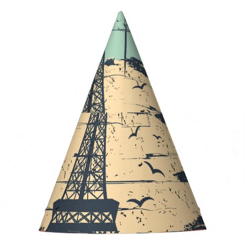 Paris typography abstract Eiffel poster Party Hat