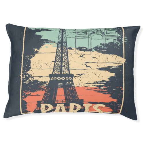 Paris typography abstract Eiffel poster Pet Bed