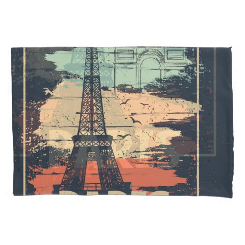 Paris typography abstract Eiffel poster Pillow Case
