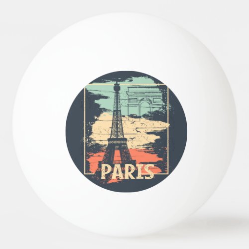 Paris typography abstract Eiffel poster Ping Pong Ball