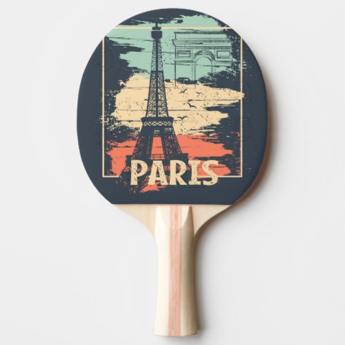 Paris typography abstract Eiffel poster Ping Pong Paddle