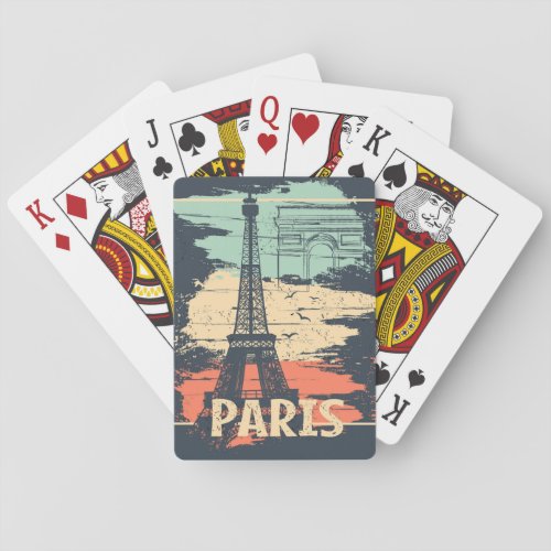 Paris typography abstract Eiffel poster Playing Cards