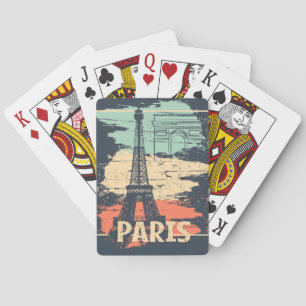 Paris typography: abstract Eiffel poster. Poker Cards
