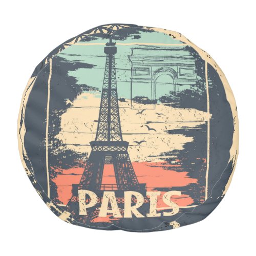 Paris typography abstract Eiffel poster Pouf