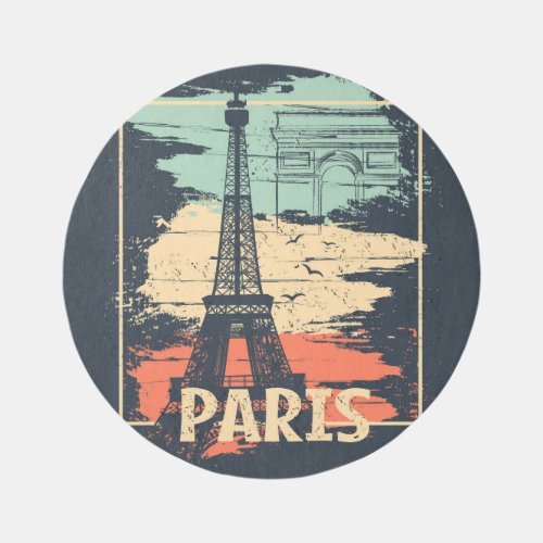 Paris typography abstract Eiffel poster Rug