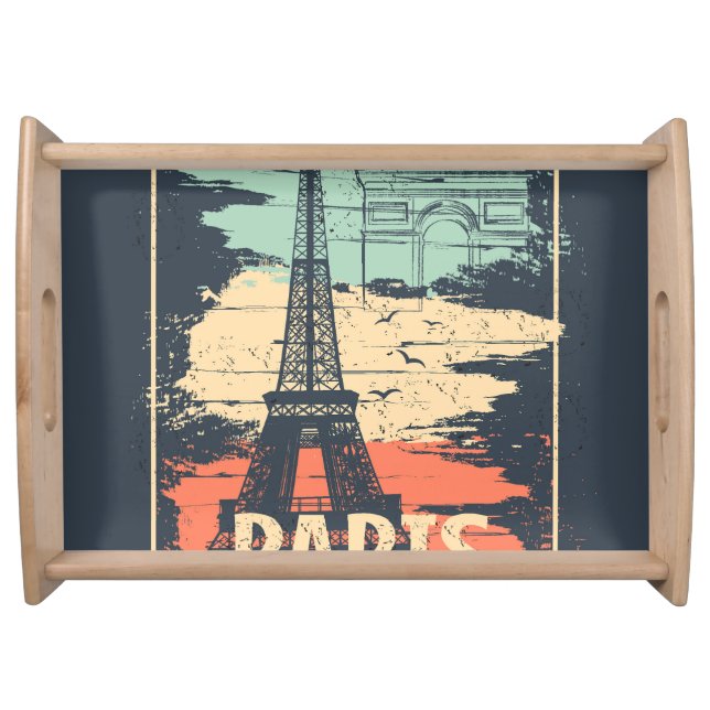 Paris typography: abstract Eiffel poster. Serving Tray (Front)