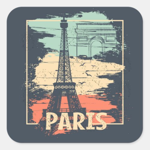 Paris typography abstract Eiffel poster Square Sticker