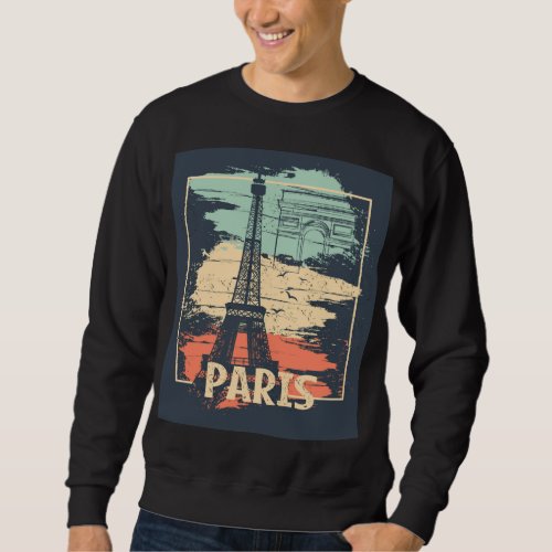 Paris typography abstract Eiffel poster Sweatshirt