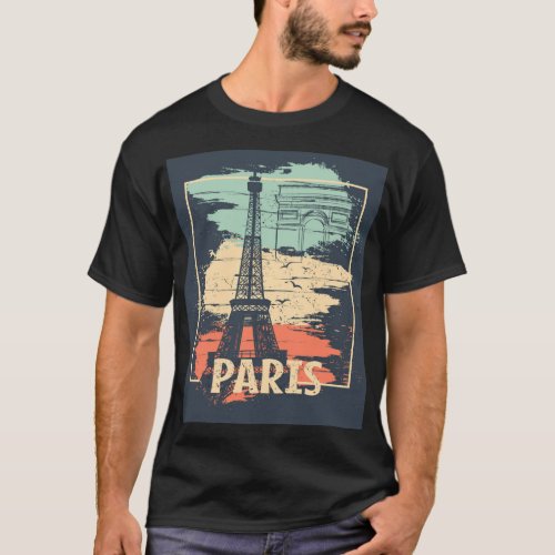 Paris typography abstract Eiffel poster T_Shirt