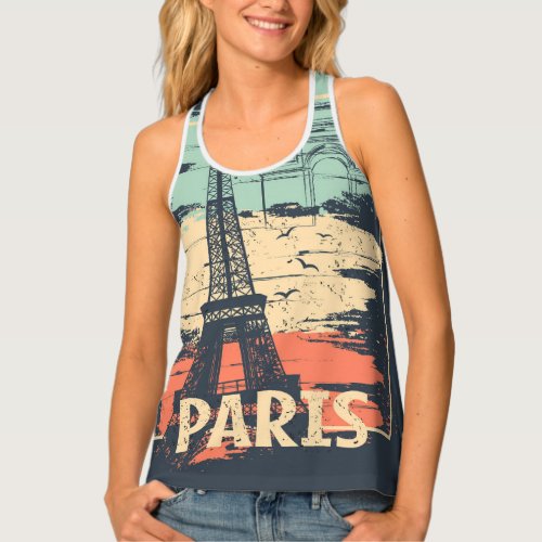 Paris typography abstract Eiffel poster Tank Top