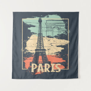 Paris typography: abstract Eiffel poster. Tapestry