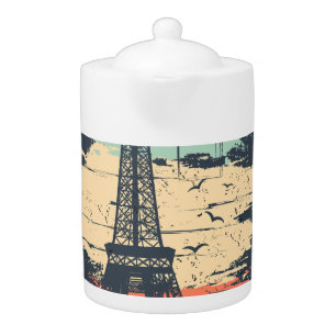 Paris typography: abstract Eiffel poster. Teapot