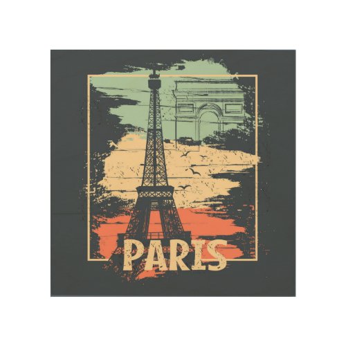 Paris typography abstract Eiffel poster Wood Wall Art