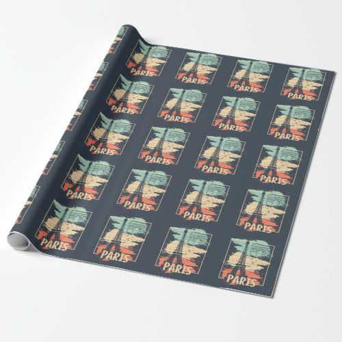 Paris typography abstract Eiffel poster Wrapping Paper