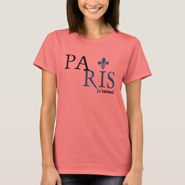 Paris Typography Fleur Du Lis T-Shirt (Front)