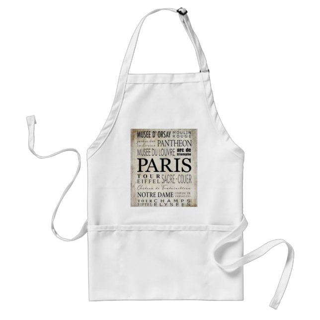 Paris Typography - Subway Style Adult Apron (Front)
