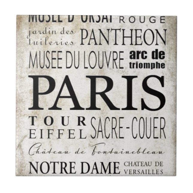 Paris Typography - Subway Style Tile (Front)
