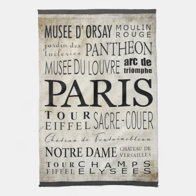 Paris Typography - Subway Style Towel (Vertical)