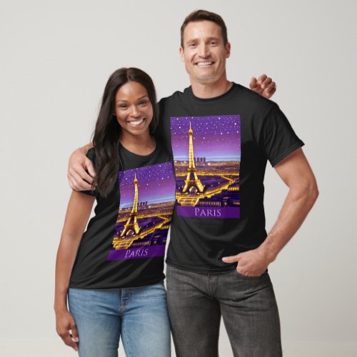 Paris Under a Purple Starry Sky T_Shirt