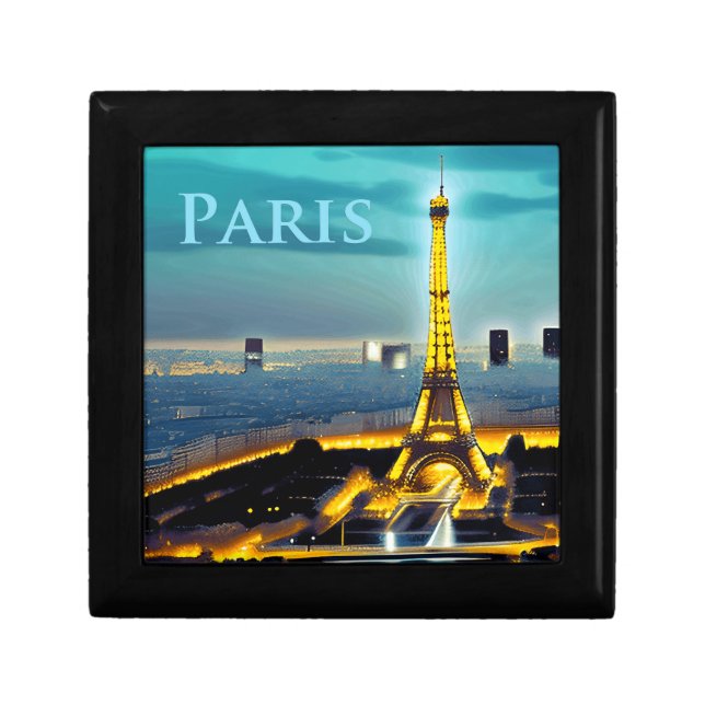 Paris Under a Turquoise Blue Twilight Sky Gift Box (Front)