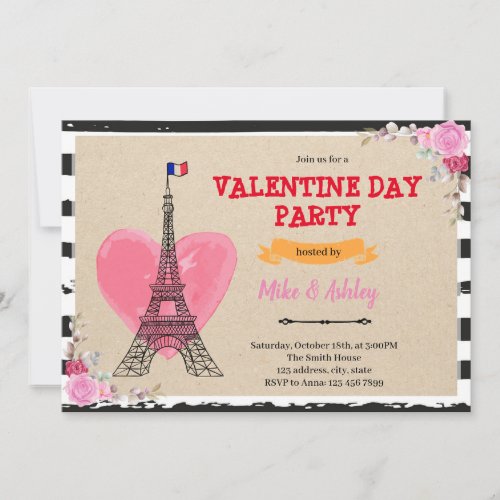Paris valentine galentines day invitation