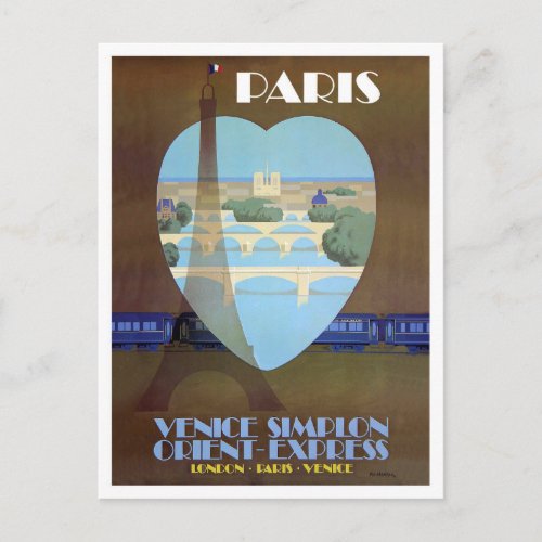 Paris_Venice Simplon Orient Express railway Postcard