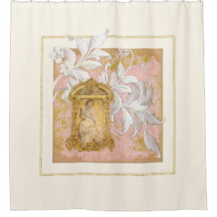Paris Versaille Palace Rococo Baroque Pink Gold Shower Curtain
