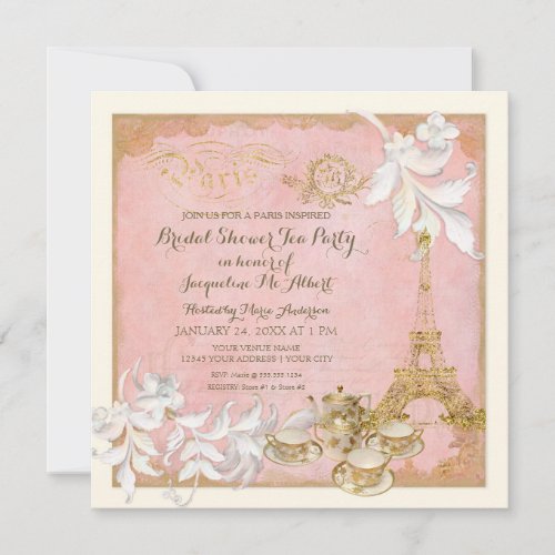 Paris Versailles Palace Tea Party Bridal Shower Invitation