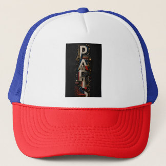 Paris – Vertical 3D Micro Mosaic with French Color Trucker Hat