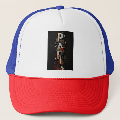 Paris – Vertical 3D Micro Mosaic with French Color Trucker Hat