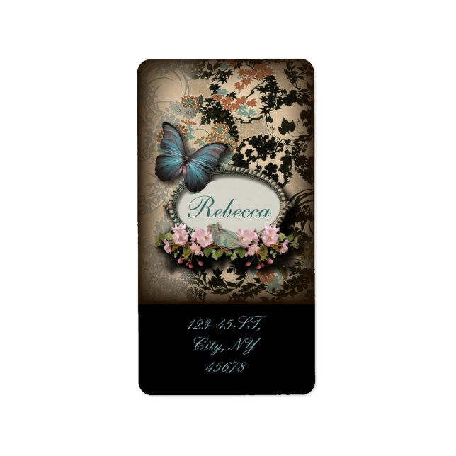 Paris victorian floral french butterfly label (Front)