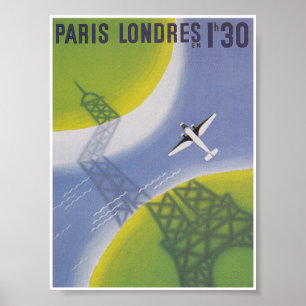Paris Vintage Airline Travel Poster